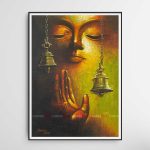 AAJT03 - A peaceful painting of Buddha with bells