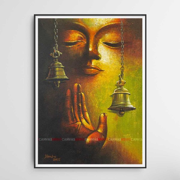 AAJT03 - A peaceful painting of Buddha with bells