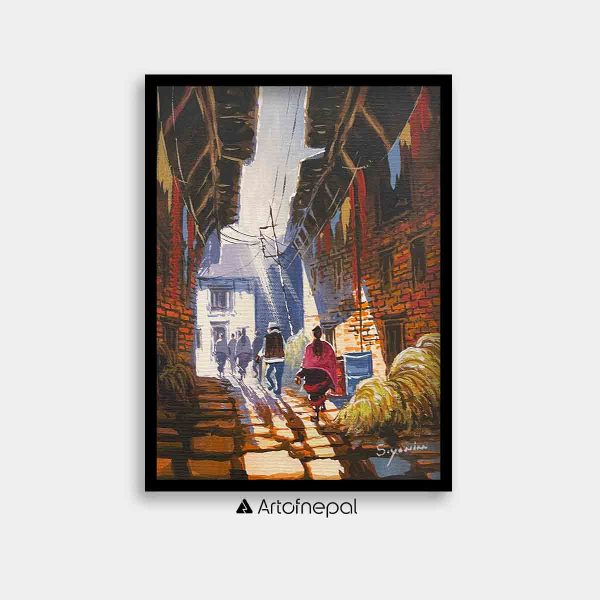 AASY07 - A narrow street between Nepali houses