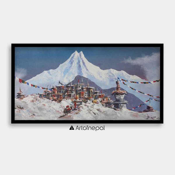 ALBT24 - Scenery of Mt.Manaslu and Stupa