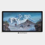 ALBT27 - Snow capped Mt.Everest and small bridge