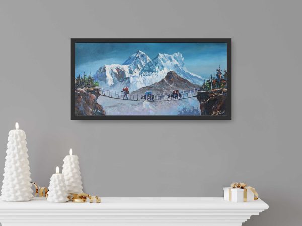 ALBT27 - Snow capped Mt.Everest and small bridge