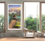 ALBT44 - Sunrise over Mt.Annapurna and Nepali house