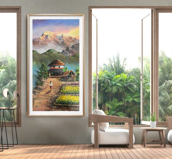 ALBT44 - Sunrise over Mt.Annapurna and Nepali house