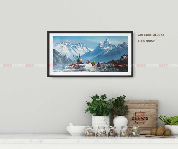 ALJC68 - Snow capped Mt.Everest behind a stupa