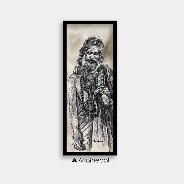 UNAP02 - A small acrylic painting of an elder man