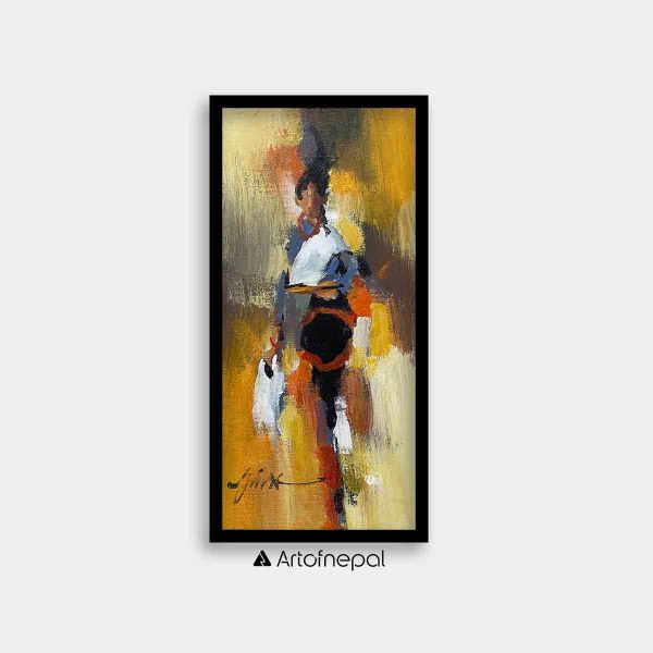 UNAP05 - An acrylic painting of a woman in puja