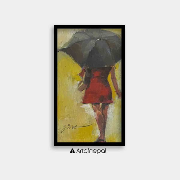 UNAP14 - A woman in red carrying an umbrella