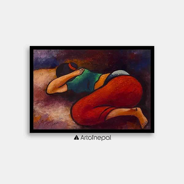 UNAP21 - An abstract painting of a sleeping woman