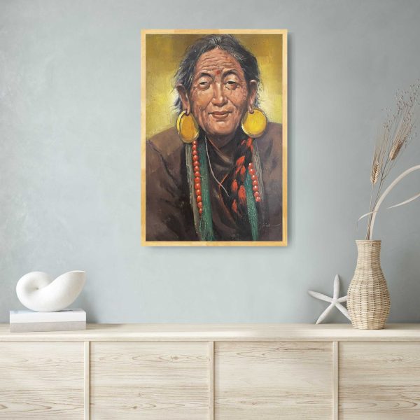UNAP27 - A beautiful abstract painting of an elder nepali woman