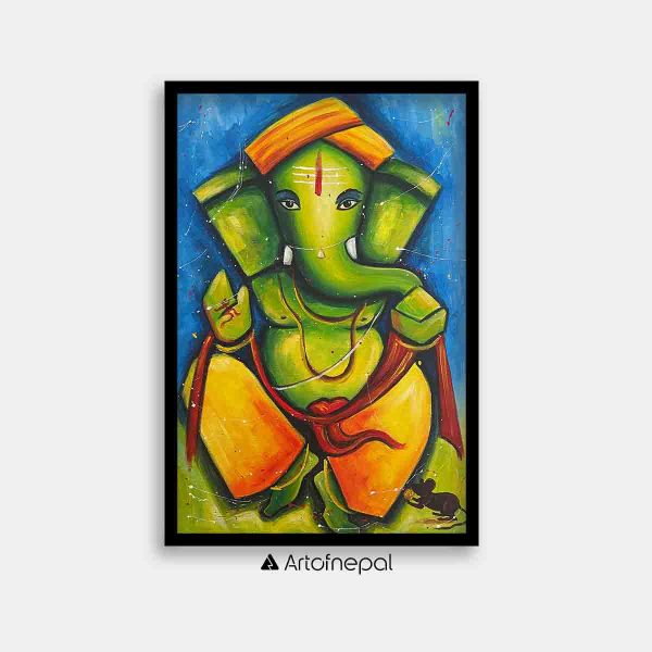 UNAP33 - An abstract painting of Lord Ganesh