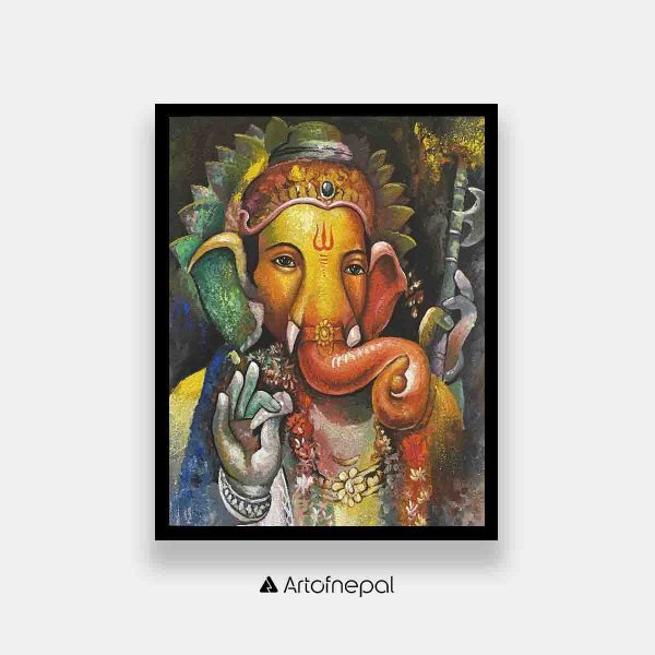 AAJT02 - A beautiful abstract painting of Lord Ganesh