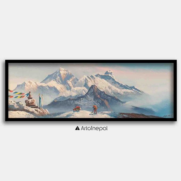 ALJC102- Snowy Mt.Everest and porter