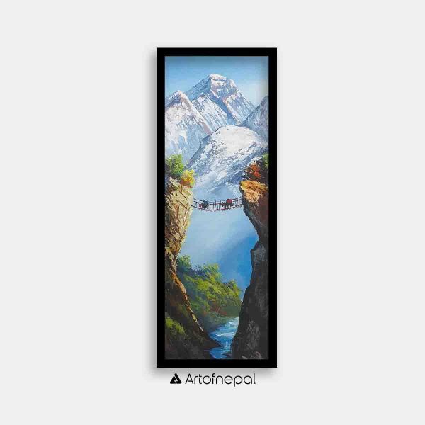 ALJC23 - View of Mount Everest with bridge and a river in front