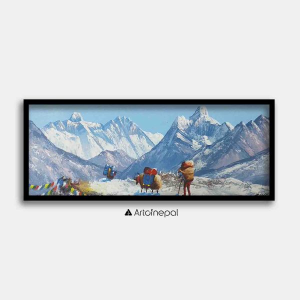ALJC52 - View of Mt.Everest and Ama Dablam from a snowy hill