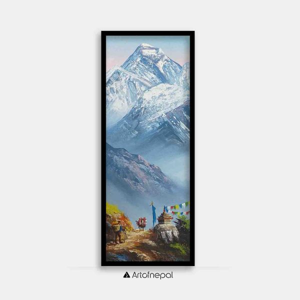 ALJC67 - Scenery of snow capped Mt.Everest, Hill and Stupa