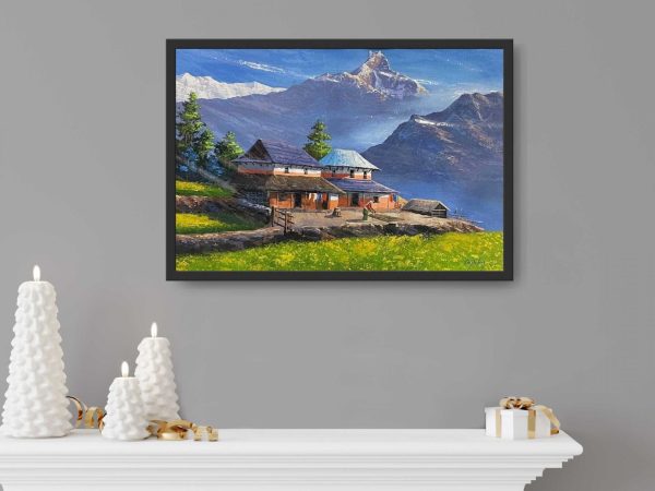 ALOM113 - Mt.Machhapuchhre, Hills and Nepali house