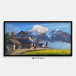 ALOM120 - Snow capped Mt.Annapurna and Village house