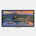 ALOM125- Sunset over Annapurna range and Lakeside Pokhara