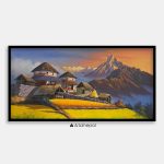ALOM133 - Sunset over Machhapuchhre and a small Village