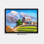 ALOM37-  Scenery of Mt.Annapurna with village life