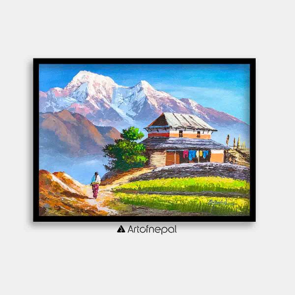 ALOM37- Scenery of Mt.Annapurna with village life