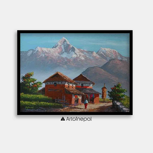 ALOM43- Mt.Annapurna's view with Nepali houses