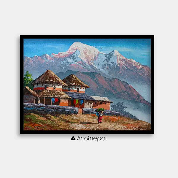 ALOM48- Nepali Village view with Annapurna Range