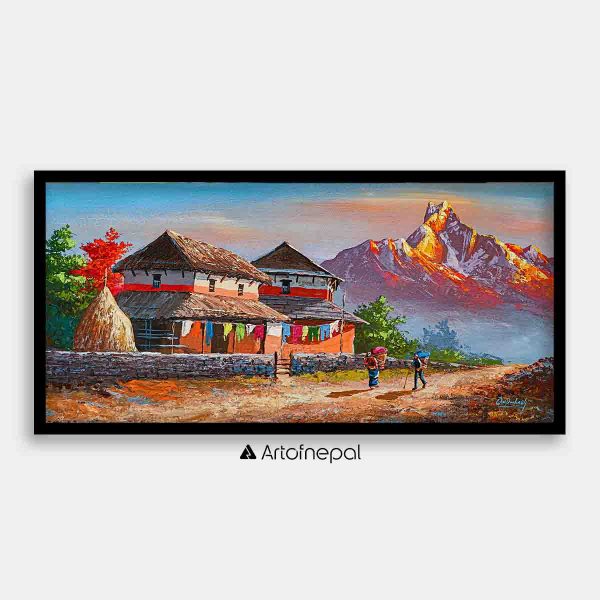 ALOM51- Machhapuchhre with Tradtional Nepali House