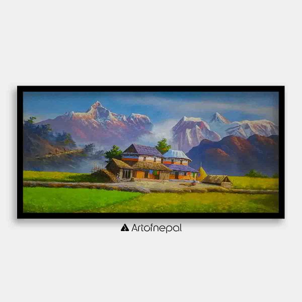 ALOM53- Nepali House infront of Annapurna range