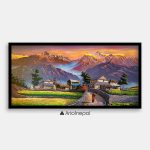 ALOM77 - Sunrise over Annapurna range, Hills and village