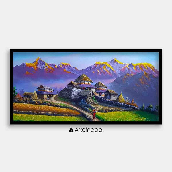 ALOM80 - Sunrise over Annapurna range and village life