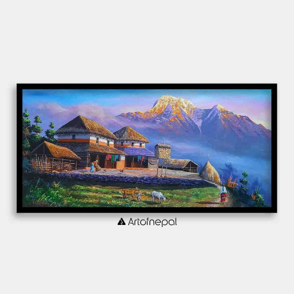 ALOM84- Sunrise over Mt.Annapurna and Village lifestyle