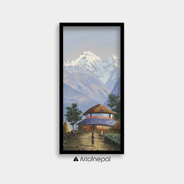 OLJT12 - Snow capped Mt.Annapurna and Village house