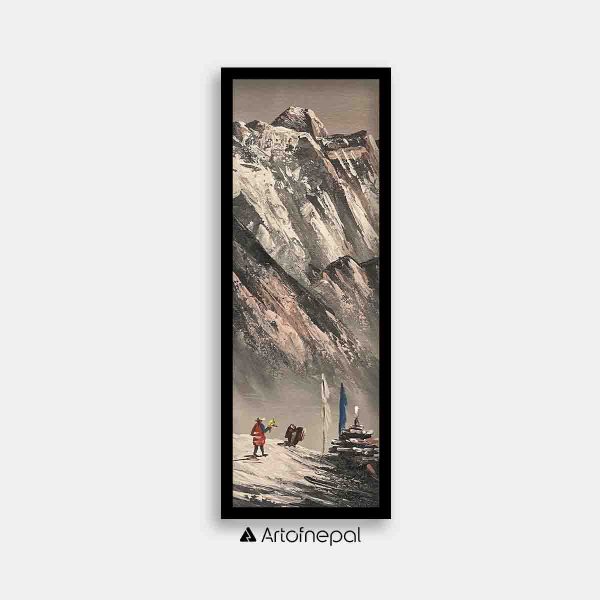 ALJC27 - Black and white painting of Mt.Everest