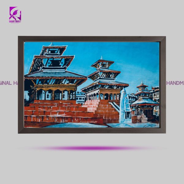 HERITAGE & STRUCTURE | BASANTAPUR DURBAR SQUARE TEMPLE | FABRIC POSTER COLOR | ORGINAL HANDMADE